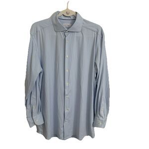 Eton Dress Shirt Mens 17.5 44 Blue Micro Check Contemporary Button Up Collared